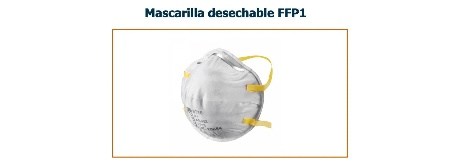 Mascarilla desechable FFP1 con cintas amarillas diseñada para una protección respiratoria de nivel bajo.