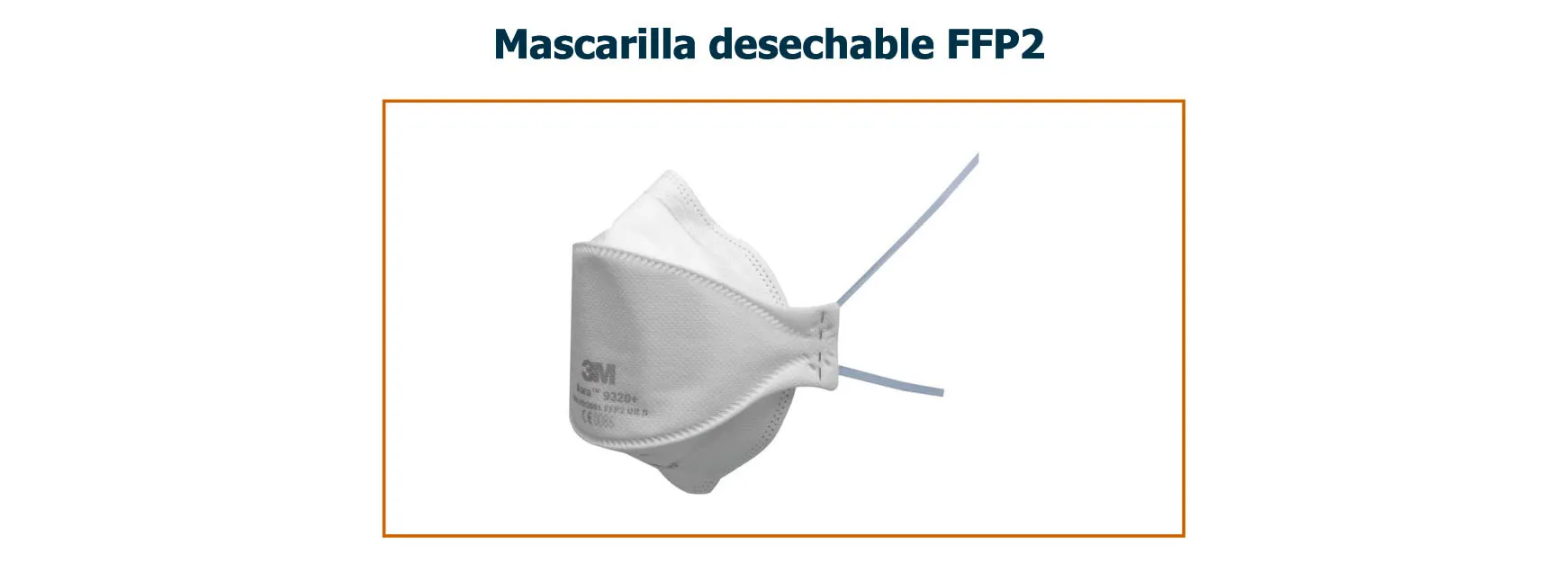 Mascarilla desechable FFP2 con cintas azules para una protección respiratoria de nivel medio.