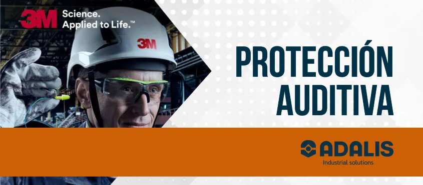 Industrial worker wearing hearing protection with 3M branding