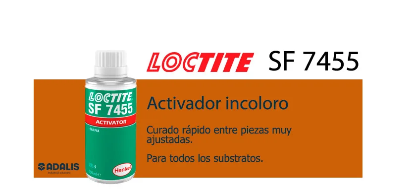 Loctite SF 7455 activador incoloro para curado rápido en piezas ajustadas