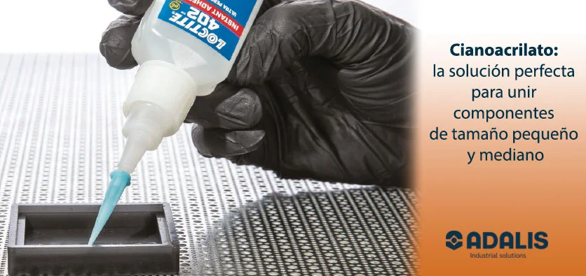 Aplicación de Loctite 402 con precisión sobre pieza pequeña