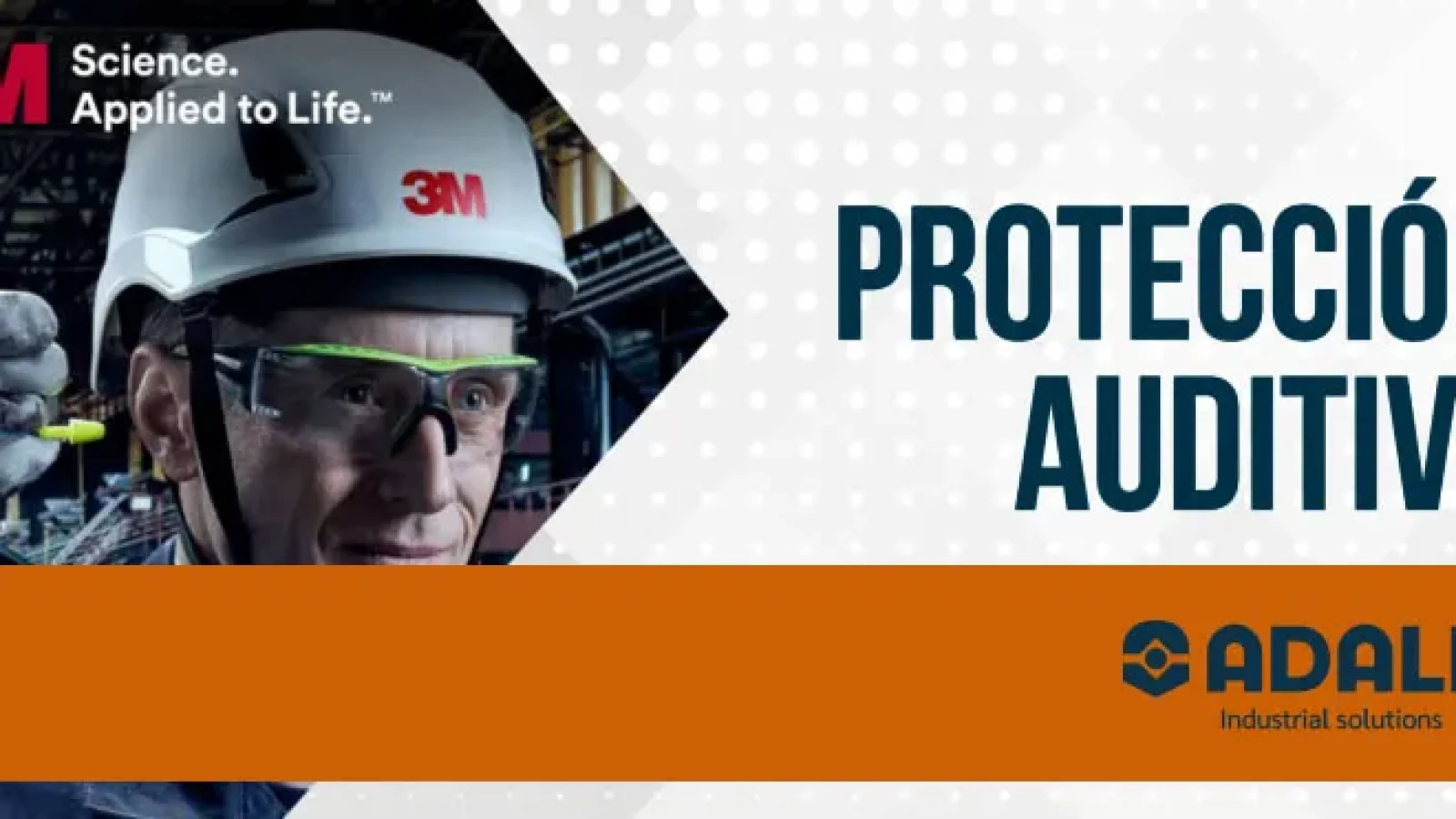 Industrial worker wearing hearing protection with 3M branding